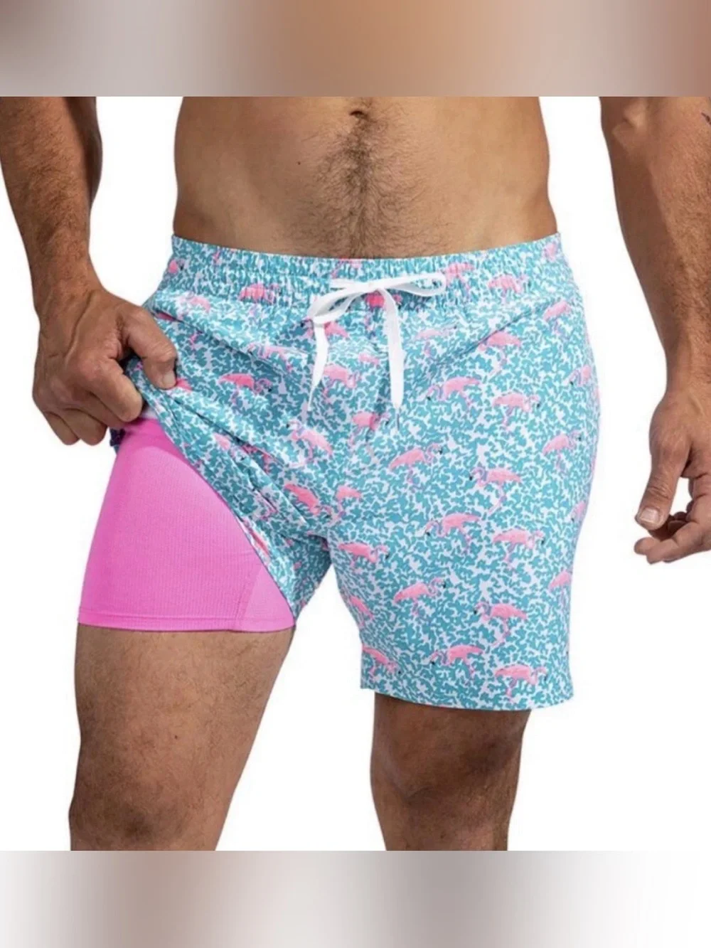 Chubbies The Domingos Are For Flamingos 7” Classic Swim Trunk Size Medium